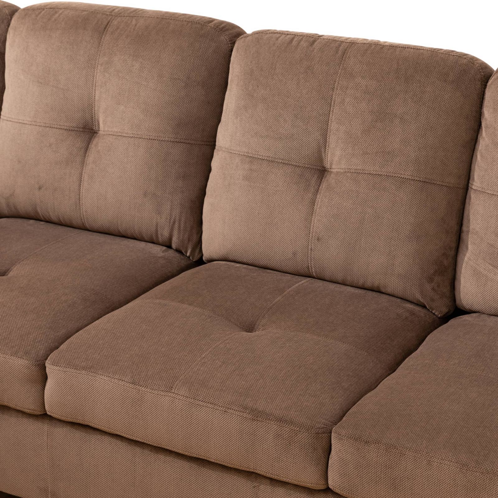 브라운 파인애플 텍스처 천 3피스 거실 소파 세트