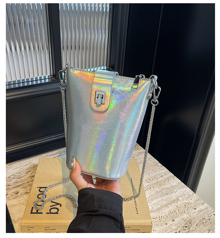 니치 버킷 백, 실버 핸드백, 여름 신상, 고품질 숄더, 패셔너블한 크로스바디