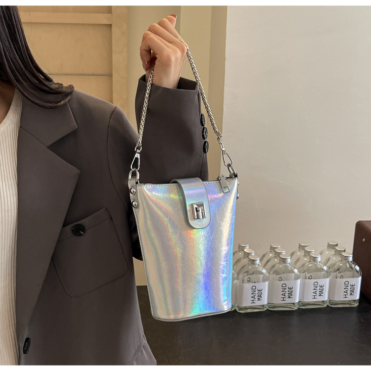 니치 버킷 백, 실버 핸드백, 여름 신상, 고품질 숄더, 패셔너블한 크로스바디