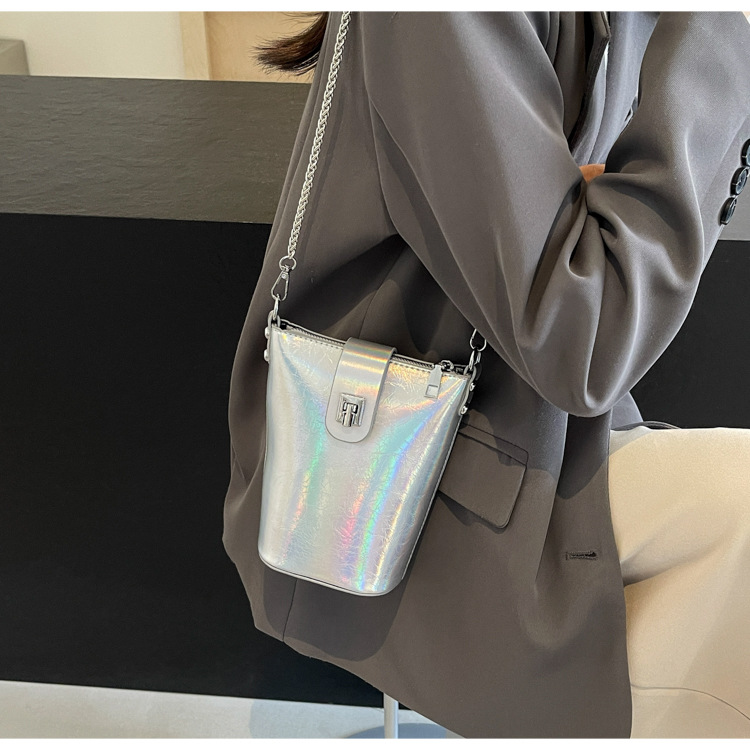 니치 버킷 백, 실버 핸드백, 여름 신상, 고품질 숄더, 패셔너블한 크로스바디