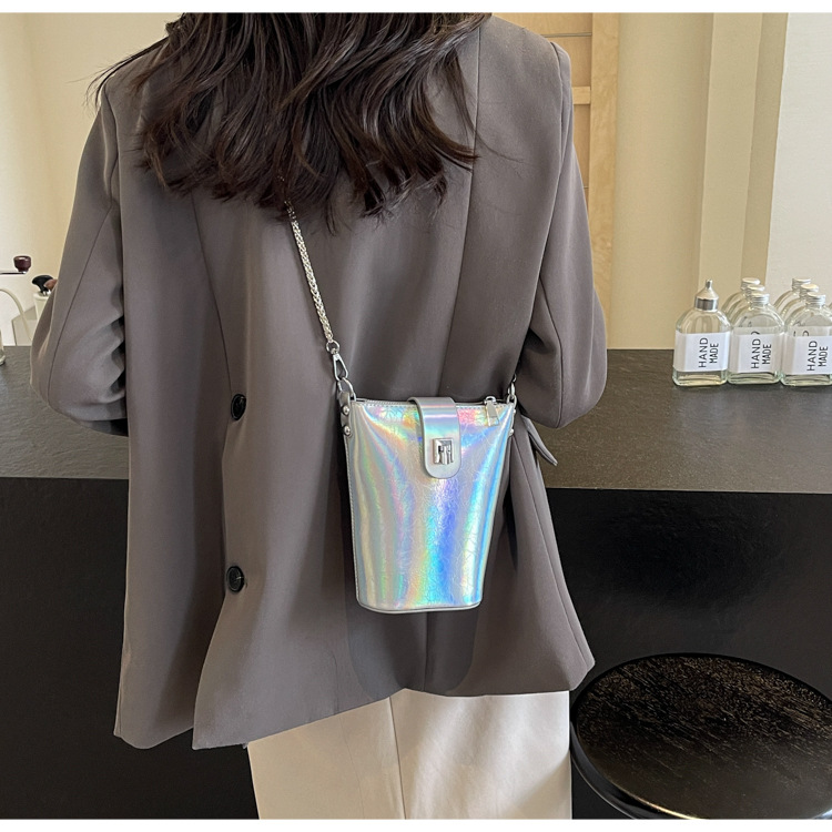 니치 버킷 백, 실버 핸드백, 여름 신상, 고품질 숄더, 패셔너블한 크로스바디