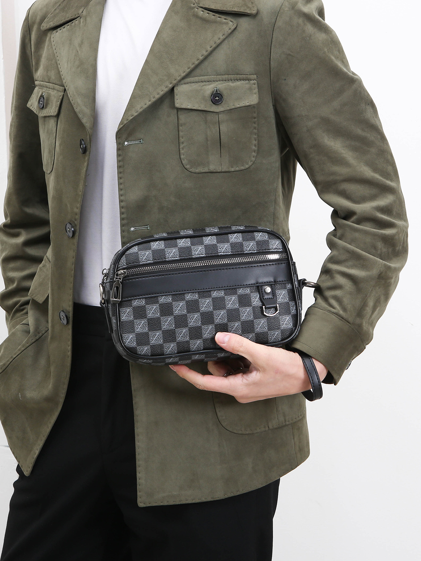 新款休閒男時尚大容量男士手拿包橫款小方包手拎包