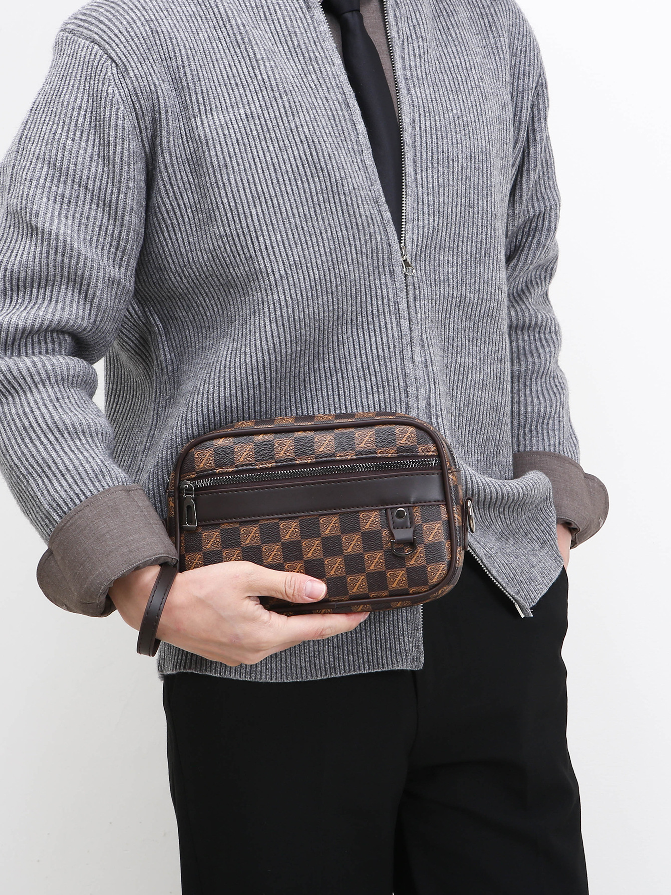 新款休閒男時尚大容量男士手拿包橫款小方包手拎包