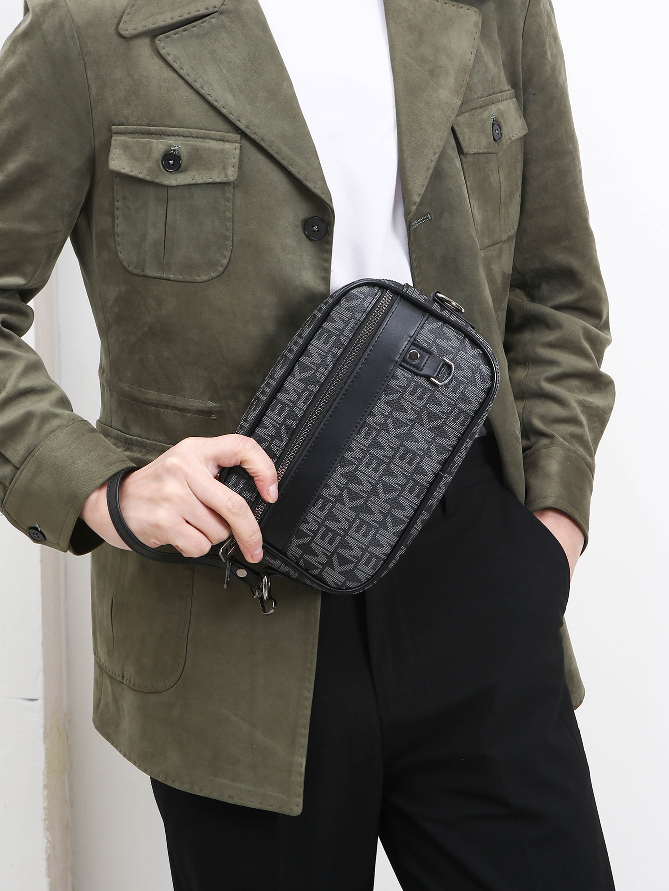 新款休閒男時尚大容量男士手拿包橫款小方包手拎包