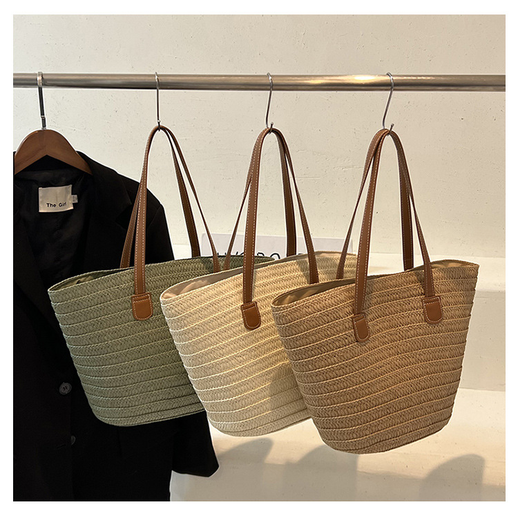 草編包包女大容量新款度假沙灘草包編織菜籃通勤托特水桶包