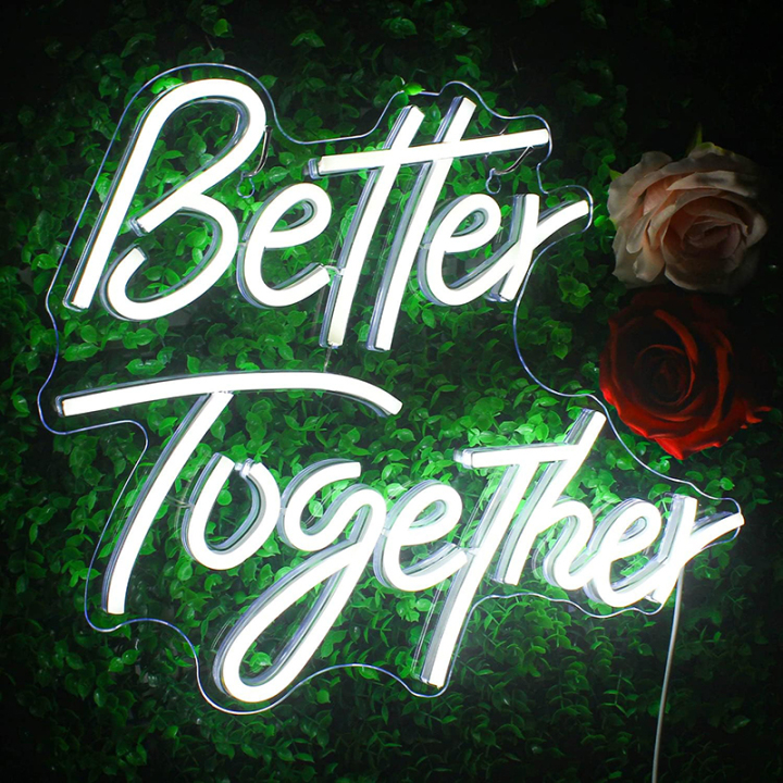 Letrero de neón Better Together Letrero de neón LED personalizado para bodas